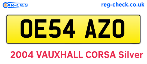 OE54AZO are the vehicle registration plates.