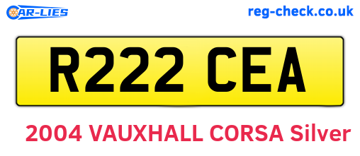 R222CEA are the vehicle registration plates.