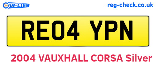 RE04YPN are the vehicle registration plates.