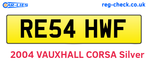 RE54HWF are the vehicle registration plates.