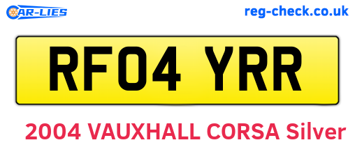 RF04YRR are the vehicle registration plates.