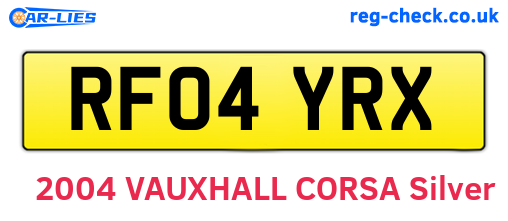RF04YRX are the vehicle registration plates.