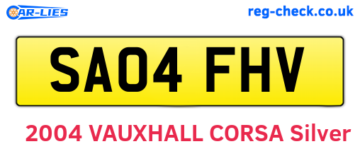 SA04FHV are the vehicle registration plates.