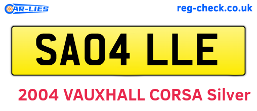 SA04LLE are the vehicle registration plates.