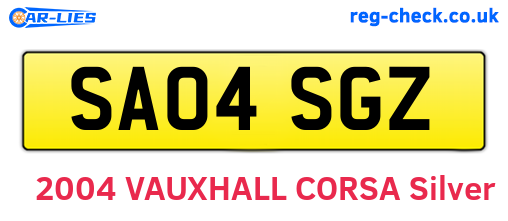 SA04SGZ are the vehicle registration plates.