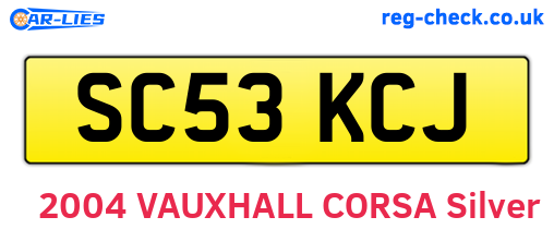 SC53KCJ are the vehicle registration plates.
