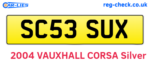 SC53SUX are the vehicle registration plates.
