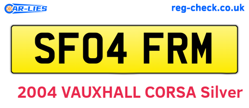 SF04FRM are the vehicle registration plates.
