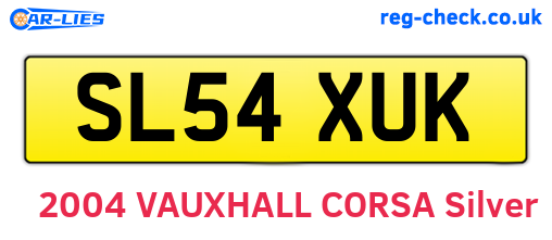 SL54XUK are the vehicle registration plates.