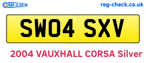 SW04SXV are the vehicle registration plates.