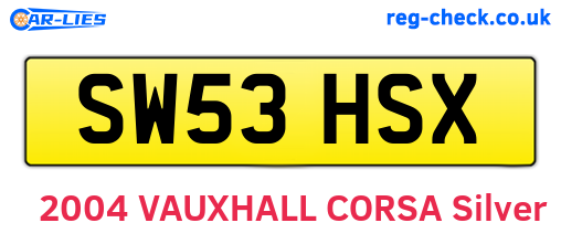 SW53HSX are the vehicle registration plates.