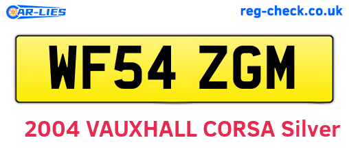 WF54ZGM are the vehicle registration plates.