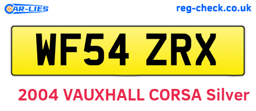 WF54ZRX are the vehicle registration plates.
