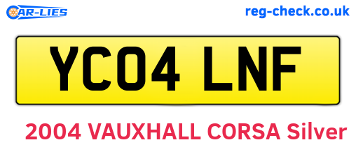 YC04LNF are the vehicle registration plates.