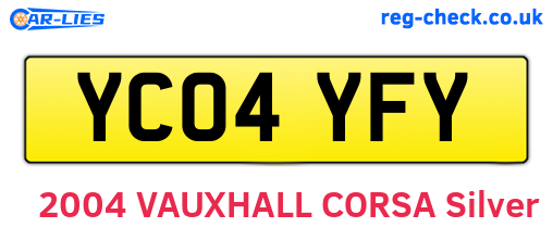YC04YFY are the vehicle registration plates.