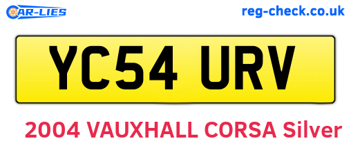 YC54URV are the vehicle registration plates.