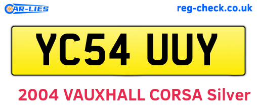 YC54UUY are the vehicle registration plates.