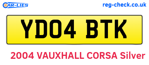 YD04BTK are the vehicle registration plates.