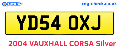 YD54OXJ are the vehicle registration plates.