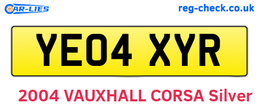 YE04XYR are the vehicle registration plates.