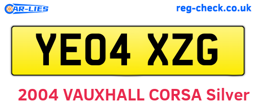 YE04XZG are the vehicle registration plates.