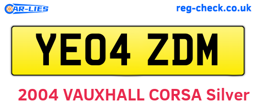 YE04ZDM are the vehicle registration plates.