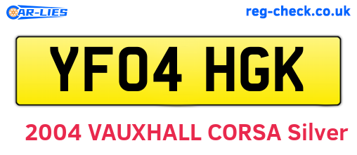 YF04HGK are the vehicle registration plates.