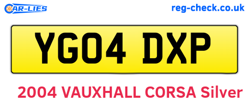 YG04DXP are the vehicle registration plates.