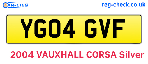YG04GVF are the vehicle registration plates.