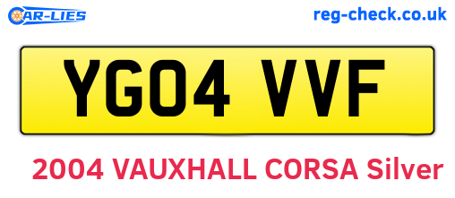 YG04VVF are the vehicle registration plates.