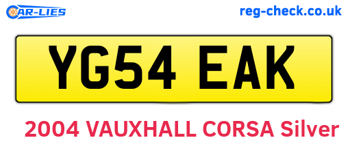 YG54EAK are the vehicle registration plates.