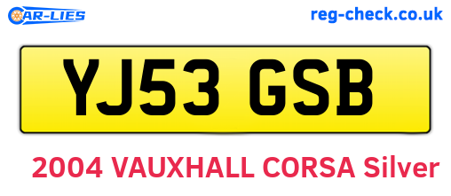 YJ53GSB are the vehicle registration plates.