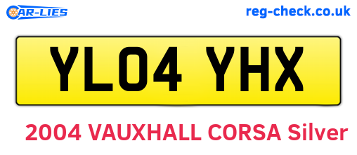 YL04YHX are the vehicle registration plates.