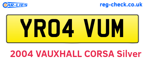 YR04VUM are the vehicle registration plates.