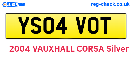YS04VOT are the vehicle registration plates.