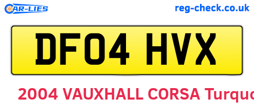DF04HVX are the vehicle registration plates.