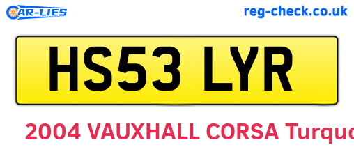 HS53LYR are the vehicle registration plates.
