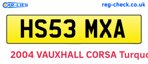 HS53MXA are the vehicle registration plates.
