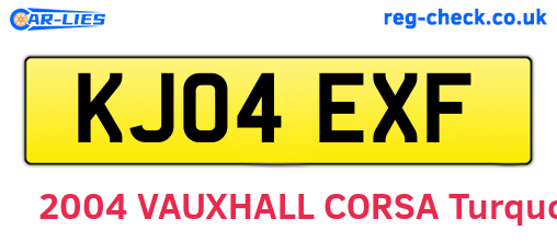 KJ04EXF are the vehicle registration plates.