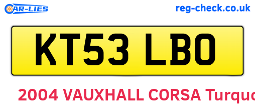 KT53LBO are the vehicle registration plates.