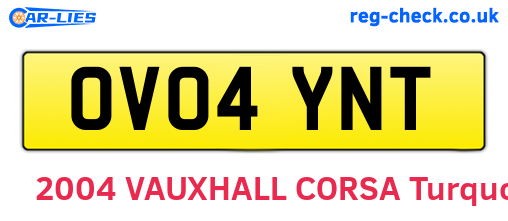 OV04YNT are the vehicle registration plates.