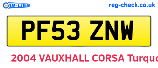 PF53ZNW are the vehicle registration plates.