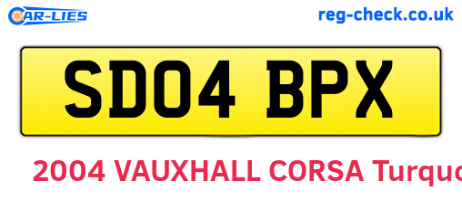 SD04BPX are the vehicle registration plates.