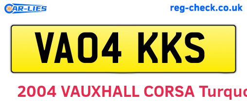VA04KKS are the vehicle registration plates.