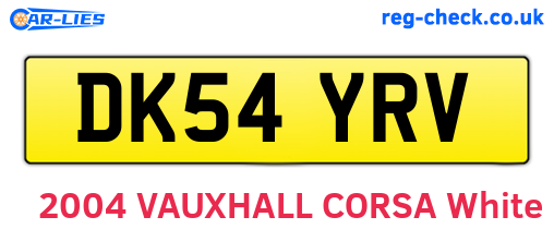 DK54YRV are the vehicle registration plates.