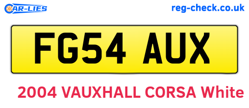 FG54AUX are the vehicle registration plates.
