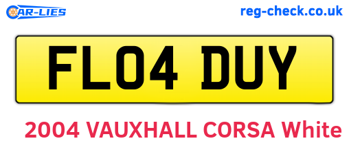 FL04DUY are the vehicle registration plates.