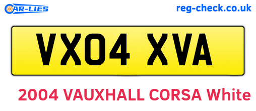VX04XVA are the vehicle registration plates.