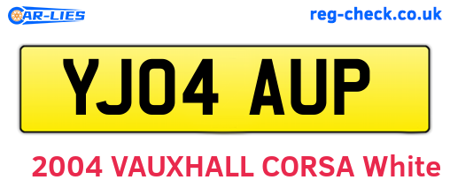 YJ04AUP are the vehicle registration plates.