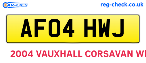 AF04HWJ are the vehicle registration plates.